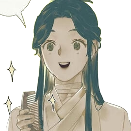 a picture of the character xie lian from the chines danmei novel Tian guan ci fu. the image shows him smiling with sprakling stars around him.